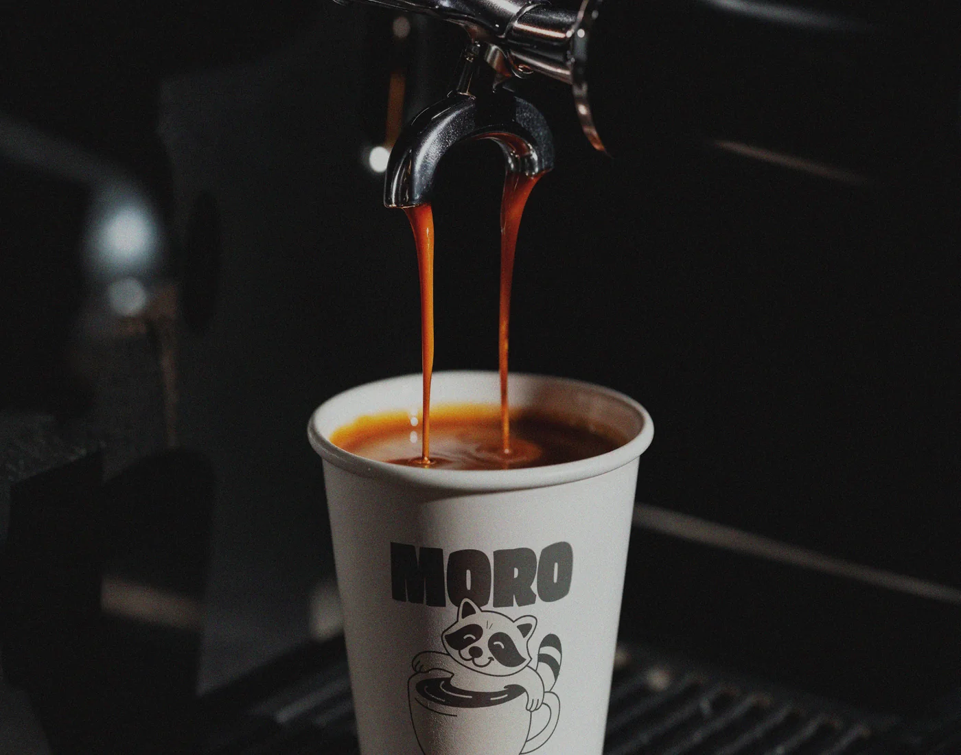 Fresh espresso being poured at Moro Coffee House
